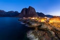 FishermenÃ¢â¬â¢s cabins in the Hamnoy village at night, Lofoten Isl